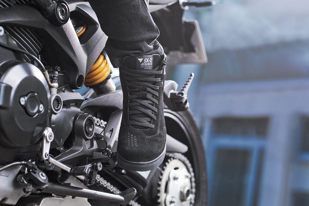SHIMA SX-2 EVO Motorradschuhe für Herren - Atmungsaktiv, Verstärkte Leder Biker Motorradstiefel Männ