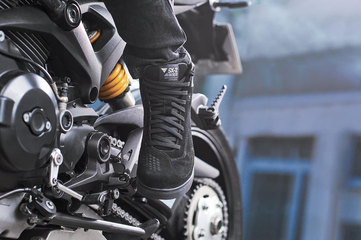 SHIMA SX-2 EVO Motorradschuhe für Herren - Atmungsaktiv, Verstärkte Leder Biker Motorradstiefel Männ