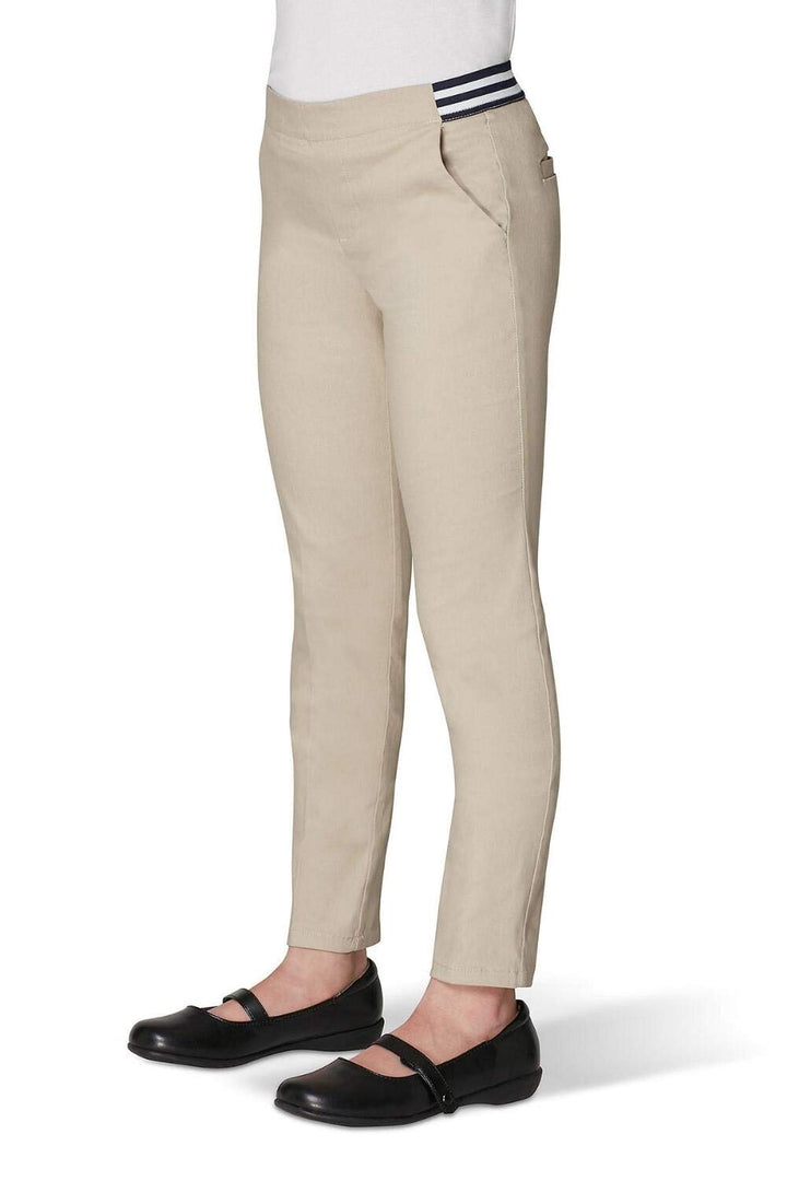 French Toast Girls Plus Size' Stretch Contrast Elastic Waist Pull-on Pant, Khaki, 20.5