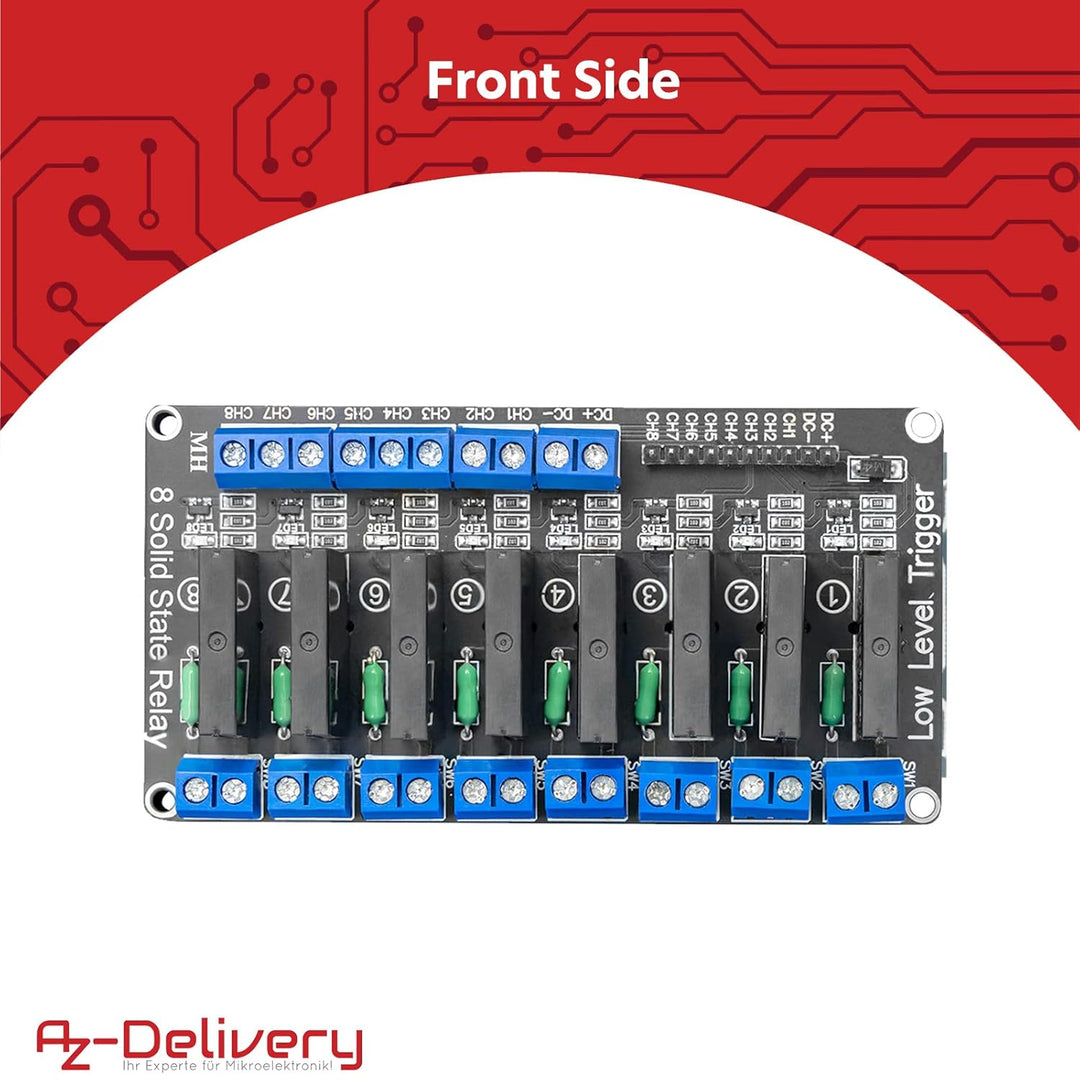 AZDelivery 8 Kanal Relais Modul 5V DC Solid State Relais Low Level Trigger Power Switch Relais Board