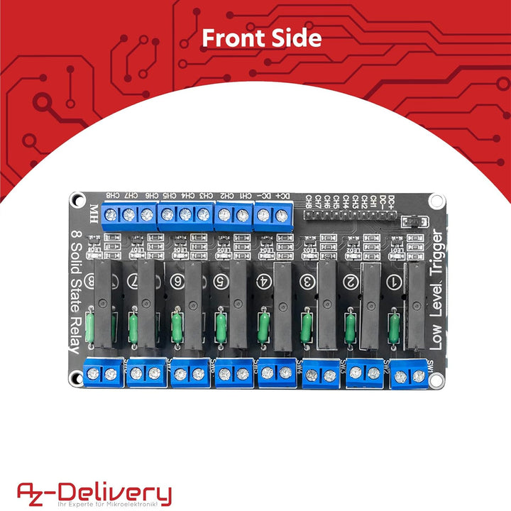 AZDelivery 8 Kanal Relais Modul 5V DC Solid State Relais Low Level Trigger Power Switch Relais Board