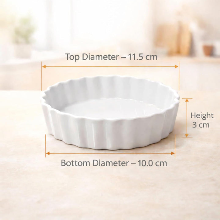 6 Stück Tarte Förmchen, Crème-Brûlée Schälchen Ø 10 cm Keramik, Mini Tarte Quiche Form