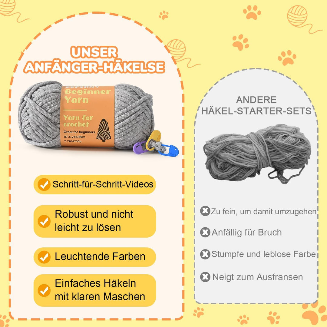 TranquilHome Heckel Set,Häkeln Für Anfänger Häkelset Tiere,Crochet Set,Häkelset Für Anfänger Tiere S
