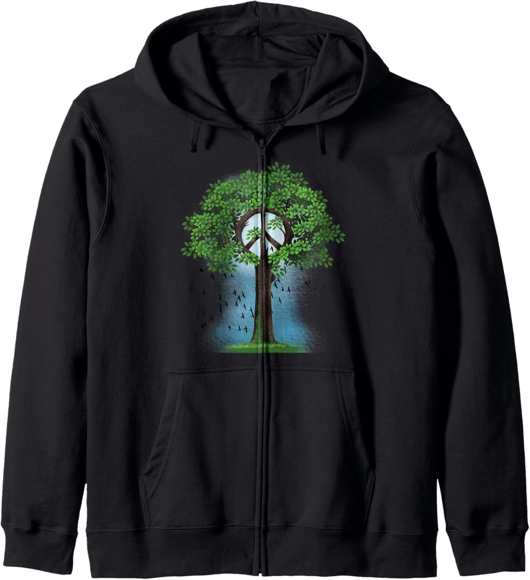 Frieden Zeichen Hippie Retro Baum Natur Friedenssymbol Einhe Kapuzenjacke
