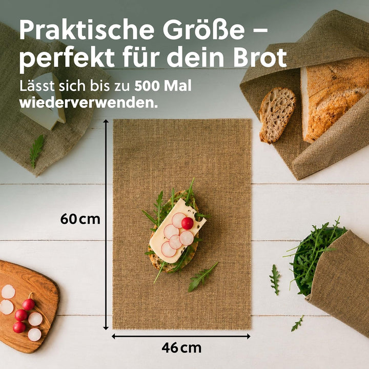 beegut XXL Bienenwachstuch aus Leinen, besonders gut zum Brot aufbewahren geeignet durch dickeres Le