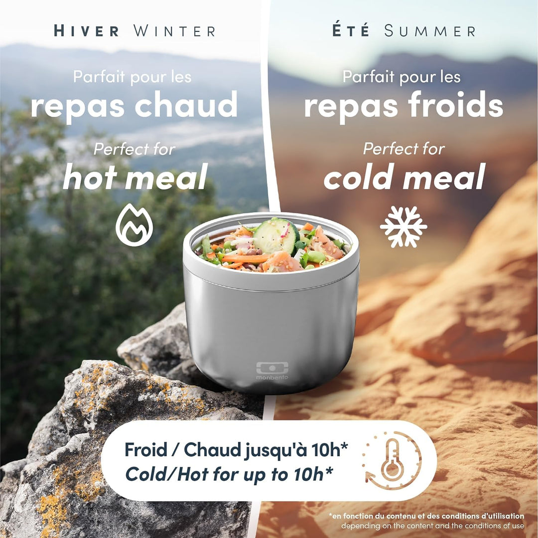 monbento - Thermobehälter für Essen MB Element Silver - Auslaufsicher und Lebensmittelbehälter Hält