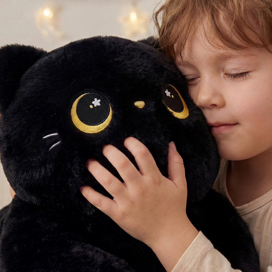 Mewaii Süsses Katze Plüschtiere Kawaii Plüschkissen Schwarze Katze Stofftiere Katzen Kuscheltier Mat