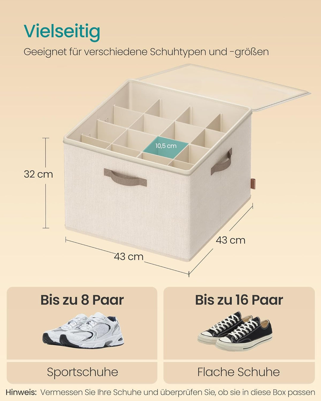 SONGMICS Schuh-Organizer, für bis zu 16 Paar Schuhe, Schuhaufbewahrung platzsparend, verstellbare Tr