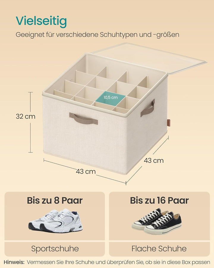 SONGMICS Schuh-Organizer, für bis zu 16 Paar Schuhe, Schuhaufbewahrung platzsparend, verstellbare Tr