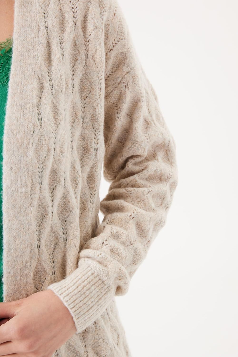 GARCIA Damen StrickjackeI30052-2542-XS M Sand Melee, M Sand Melee