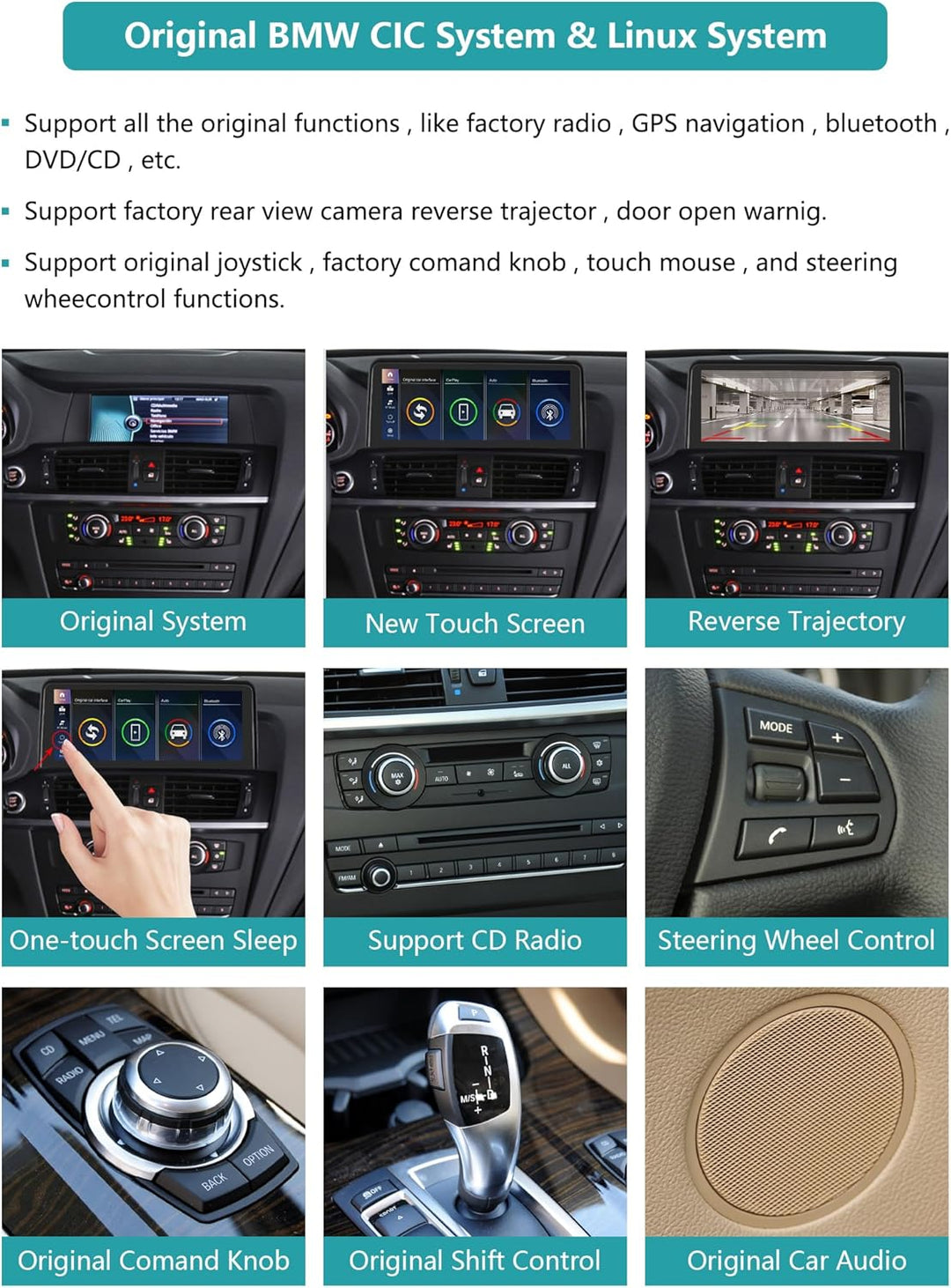 10,25 Zoll Autoradio-Touchscreen für 2011-2012 BMW X3/X4 Serie F25 F26 mit CIC-System, unterstützt A