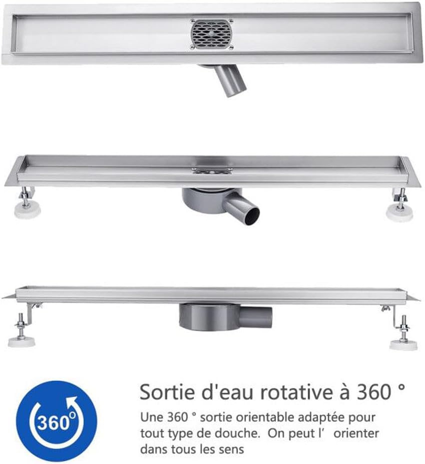 Duschrinne 60 cm Befliesbar 360 Grad Edelstahl komplettset Duschablauf Extra Flach Siphon mit Geruch