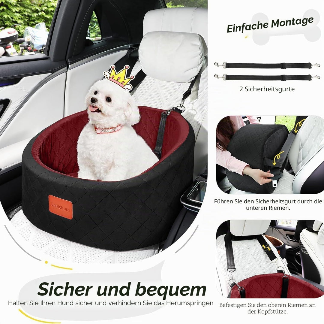 Hunde-Autositz, bequemer Haustier-Autositz mit Sicherheitsleinen zum Anklippen, waschbares Reise-Aut