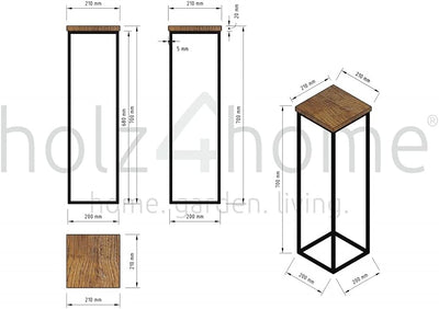 holz4home® Dekoständer aus MDF Eichenholz I Blumenständer Sonoma Eiche I Höhe: 70 cm I Dekosäule mit