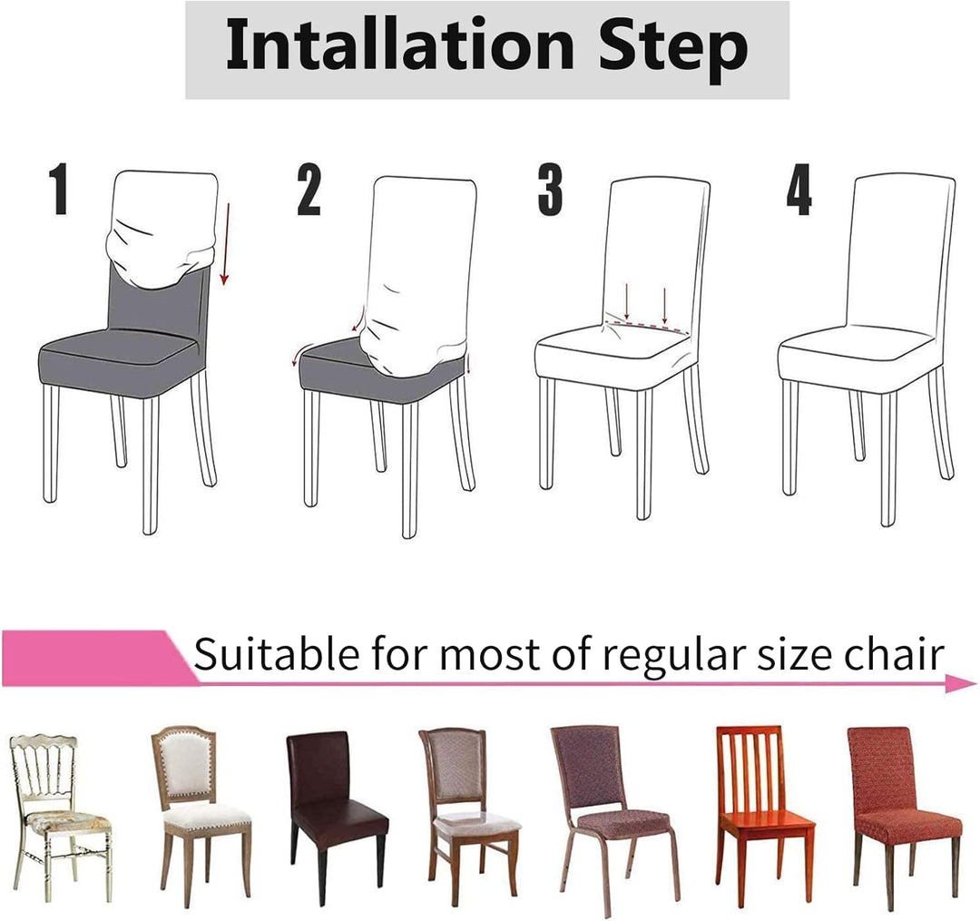Stuhlhussen 4er Set Stuhlüberzug Elastizität Spandex Universal-Hussen für Stühle Moderne und Elegant