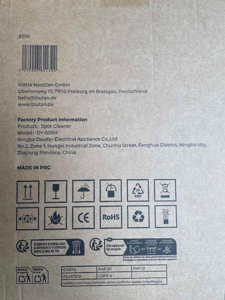B Fluffyfresh Waschsauger, Dampfreiniger, Polsterreiniger-Gerät für Sofa, Teppich, Fenster, Auto, Na