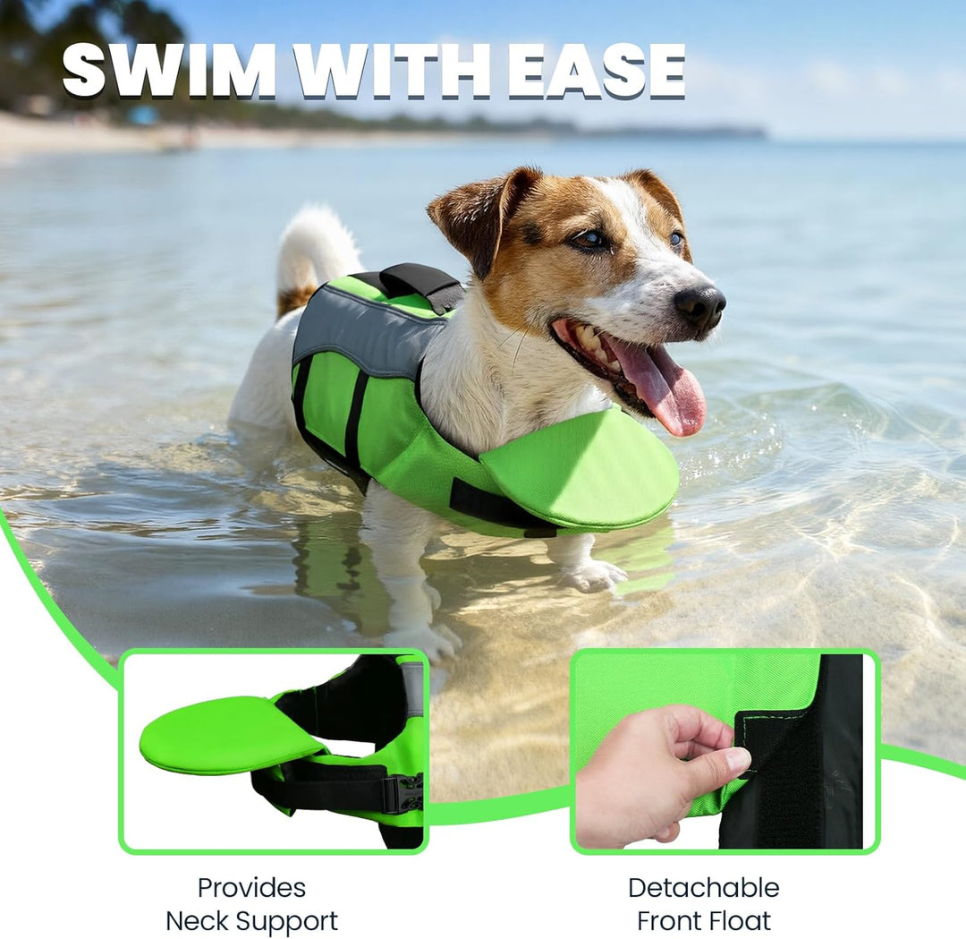 VIVAGLORY Front Float Schwimmweste Hund, Hundeschwimmweste für Bootfahren, Schwimmweste with Kopfstü