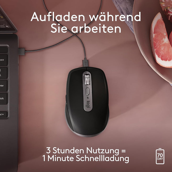 Logitech MX Anywhere 3S for Mac, kompakte kabellose Bluetooth-Maus, 8K-DPI-Abtastung auf jeder Fläch