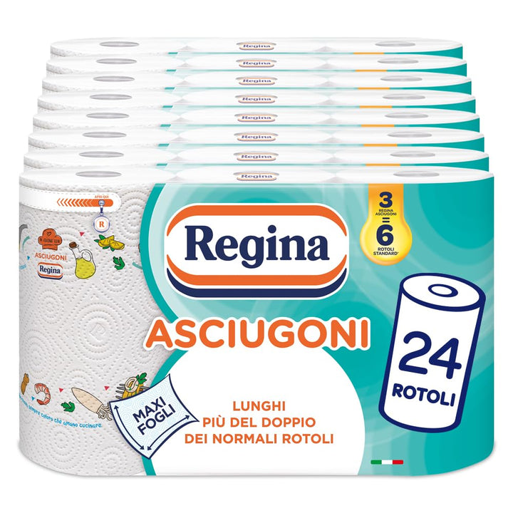Handtücher Regina Küchenpapier | Packung mit 24 Rollen mit 2 Schichten | 85 Risse pro Rolle* | Maxi-