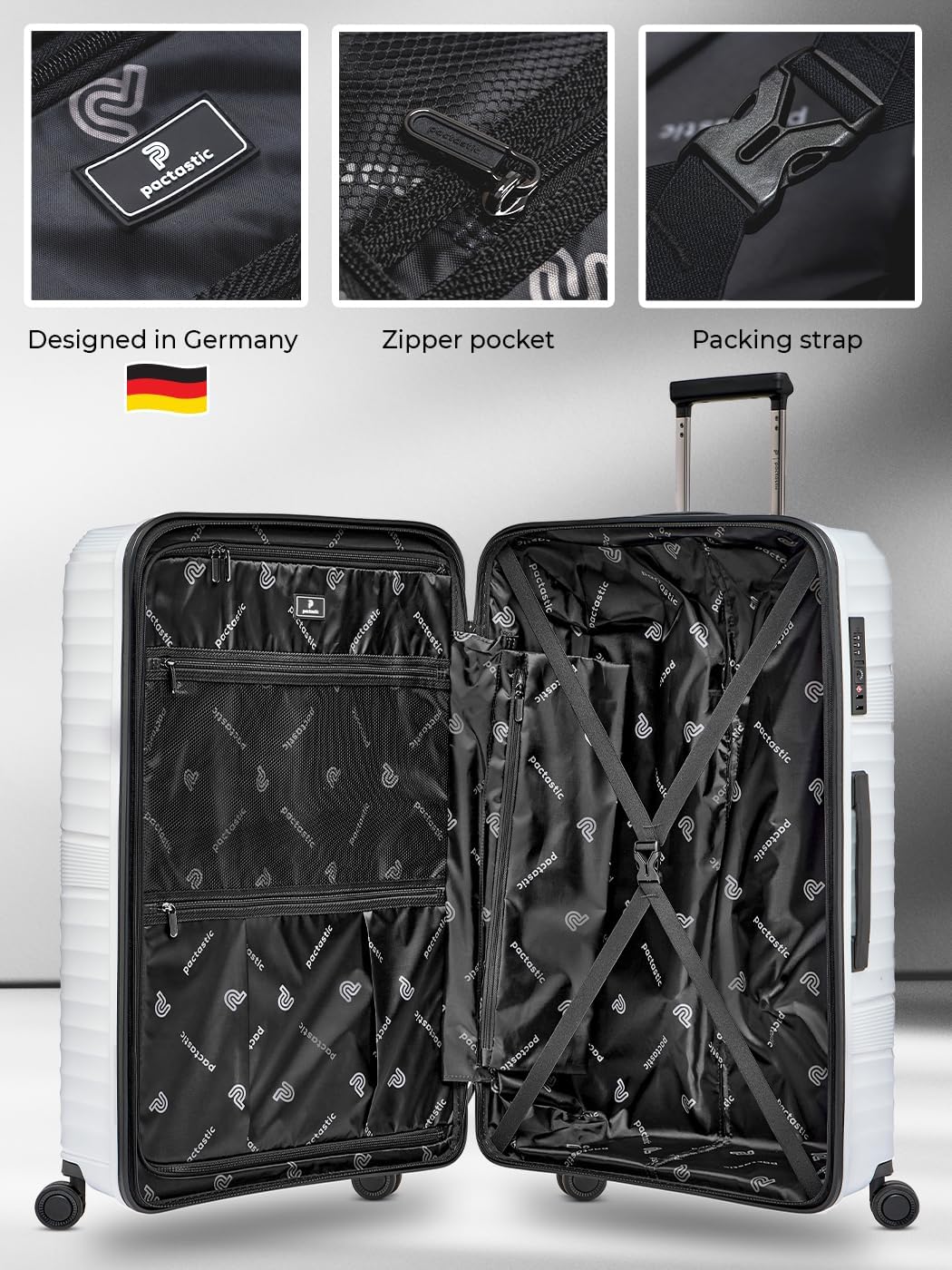 Pactastic Collection 02 Ultra leicht Hartschalen Koffer-Set 3-teilig | Robustes Polypropylen Materia