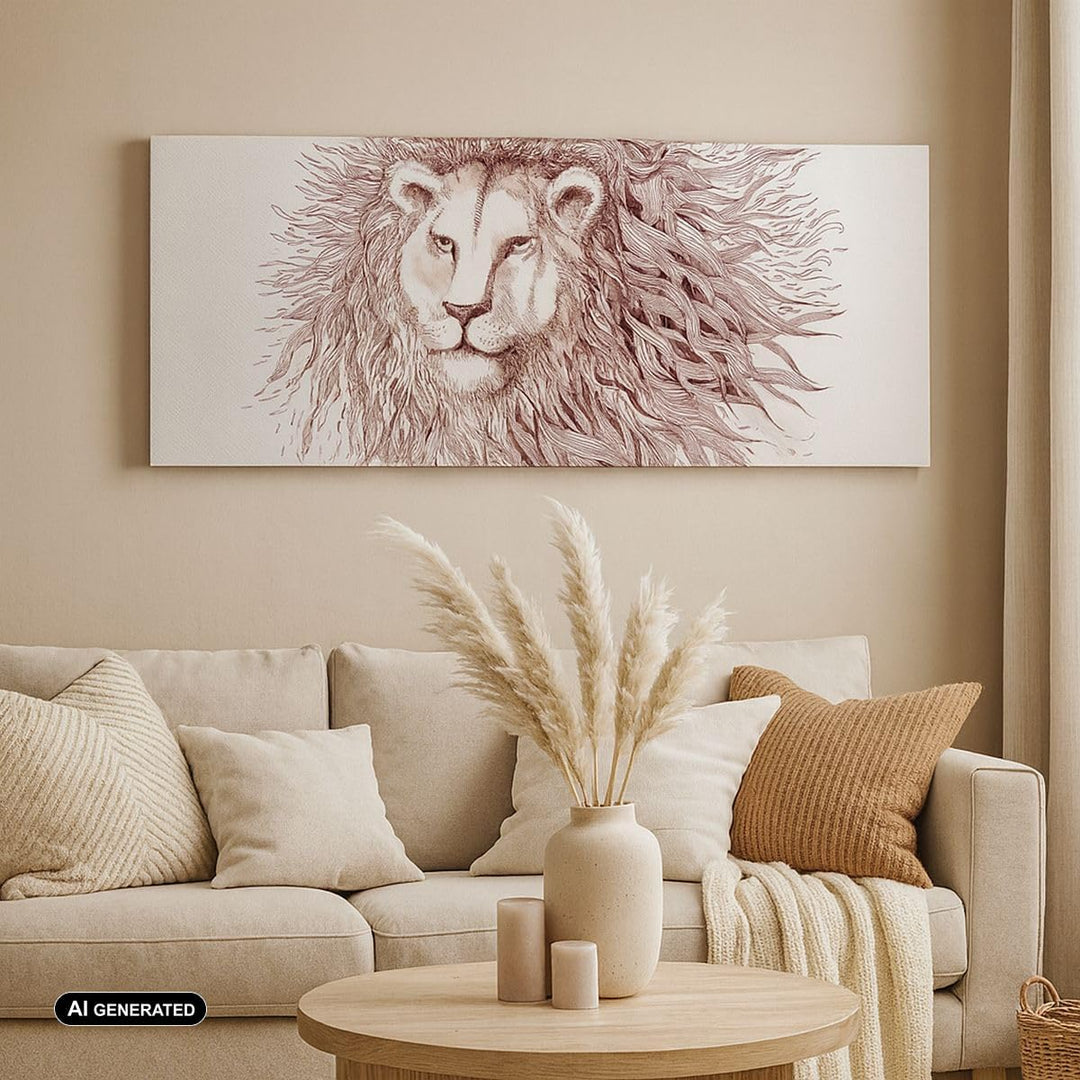Wandbilder Dekoration Wohnzimmer Löwe König Tierwelt Pelz Panorama Bilder auf Leinwand 120x50cm Lein