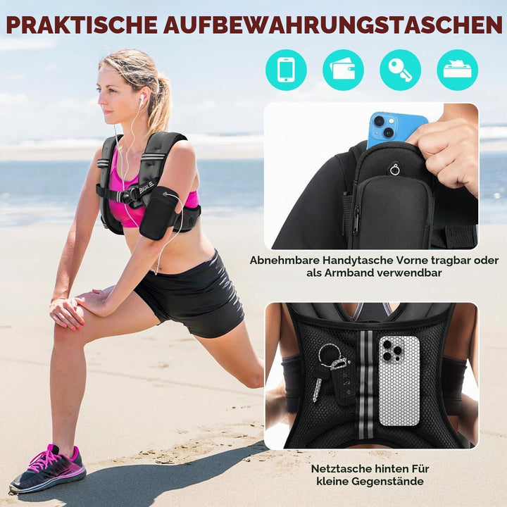 BAGAIL Gewichtsweste für Krafttraining, Brustgrösse Verstellbar, Praktische Tasche, mit Eisensand Ge