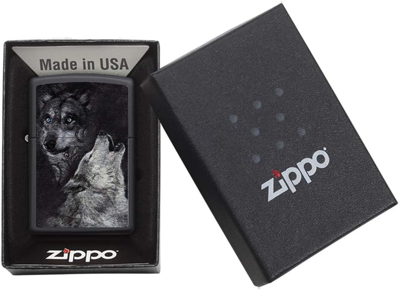 Zippo Wolf Benzinfeuerzeug, Messing, Black Matte, 1 x 6 x 6 cm 1 x 6 x 6 cm Black Matte, 1 x 6 x 6 c