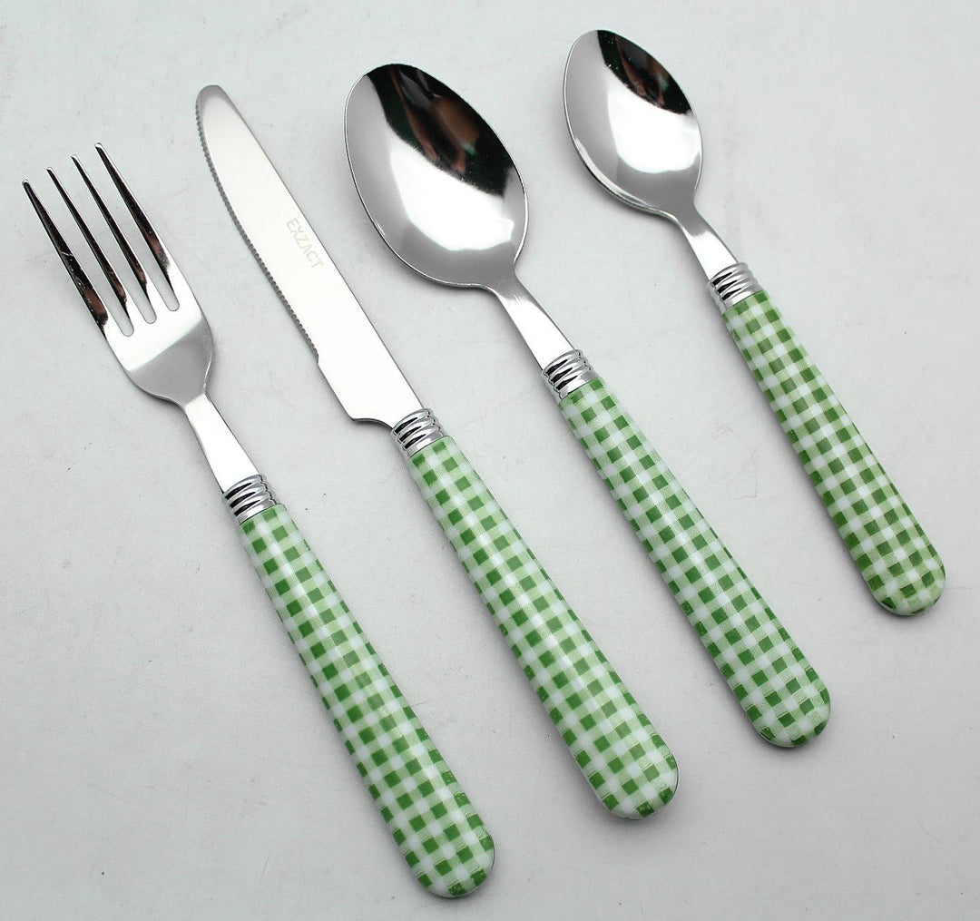 EXZACT Color Edelstahl-Besteck Set 24 Stück - 6 x Tafelgabeln, 6 x Tafelmesser, 6 x Abendessen Löffe