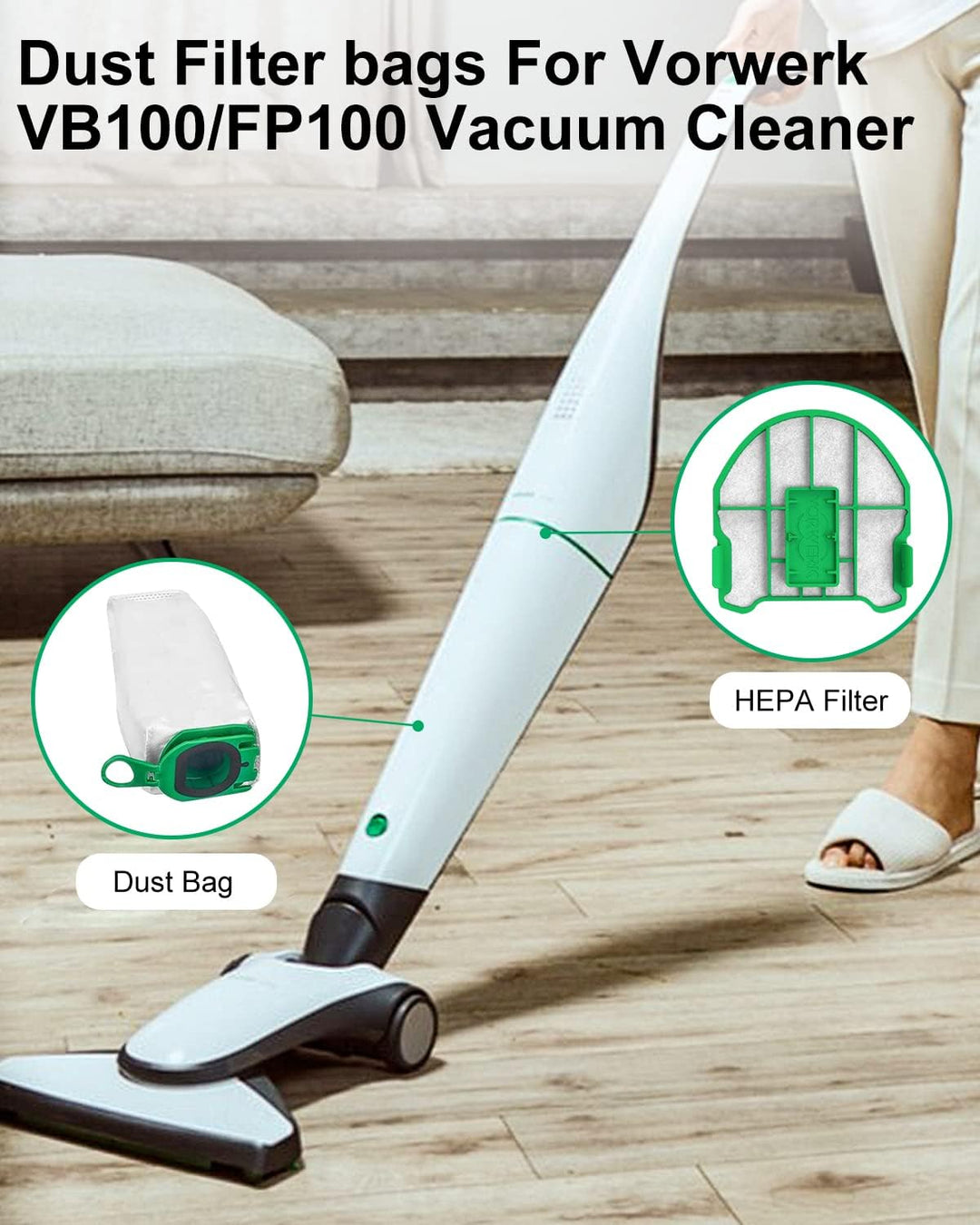 10 Stück Staubsaugerbeutel für Vorwerk Kobold VB100 FP 100 Premium Filtertüten mit Motorschutzfilter