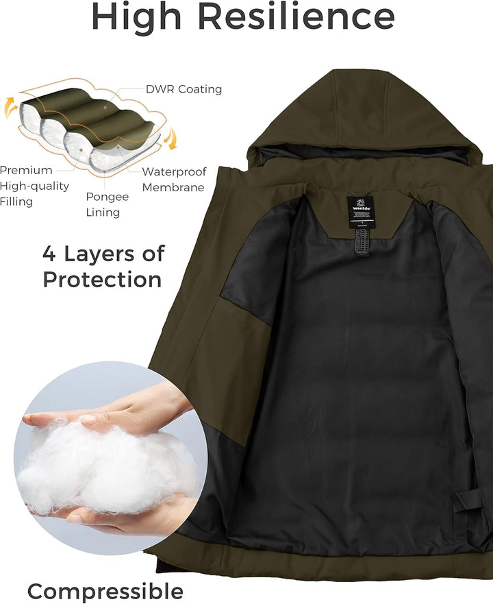 Wantdo Herren Winter Warme Jacke Wasserabweisend Outdoor Jacke Gesteppte Parka Baumwolle Polsterung