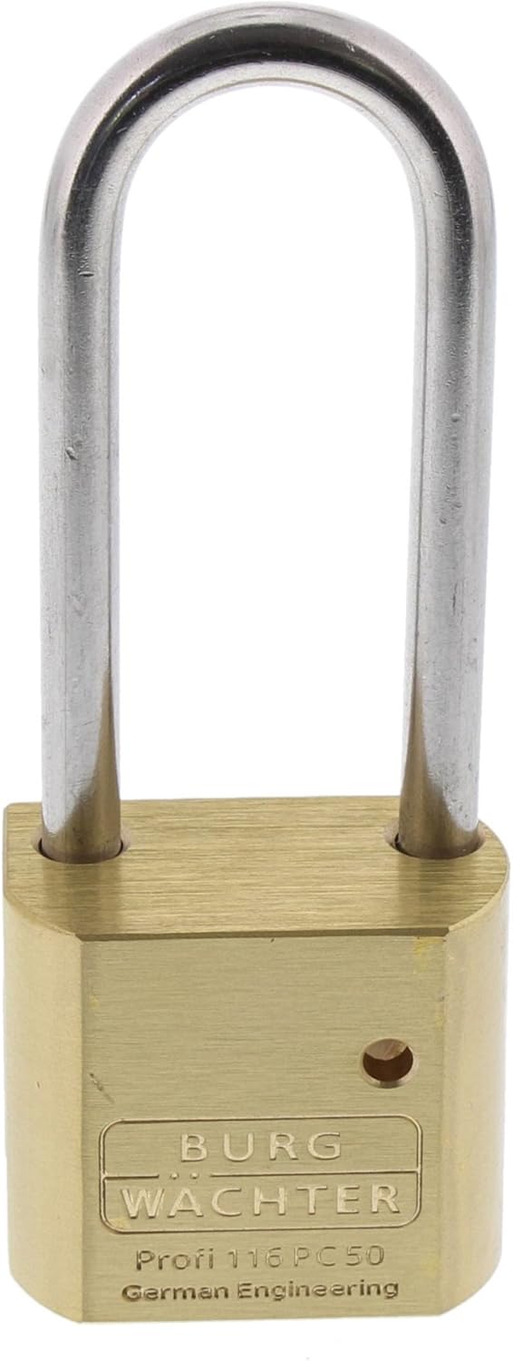 Burg-Wächter Vorhangschlosskorpus ohne Zylinder, Messing, 8 mm Bügelstärke, 2 Schlüssel, 116 PC 50 H