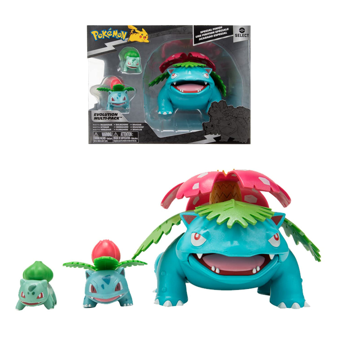 BANDAI - Pokémon – Evolutionspaket Bulbizarre, Herbizarre & Florizarre – Figur Bulbizarre 5 cm + Fig