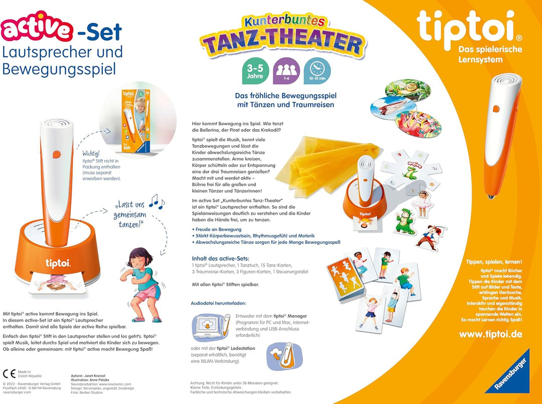 Ravensburger tiptoi Spiel 00122 ACTIVE Set Kunterbuntes Tanz-Theater, Bewegungsspiel ab 3 Jahren