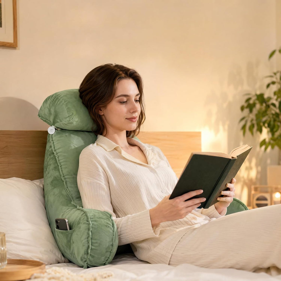 FARYODI Extra Grosses Lesekissen mit Abnehmbarer Hülle, Gefüllt mit Hohlfaser, Ergonomisches Rückens
