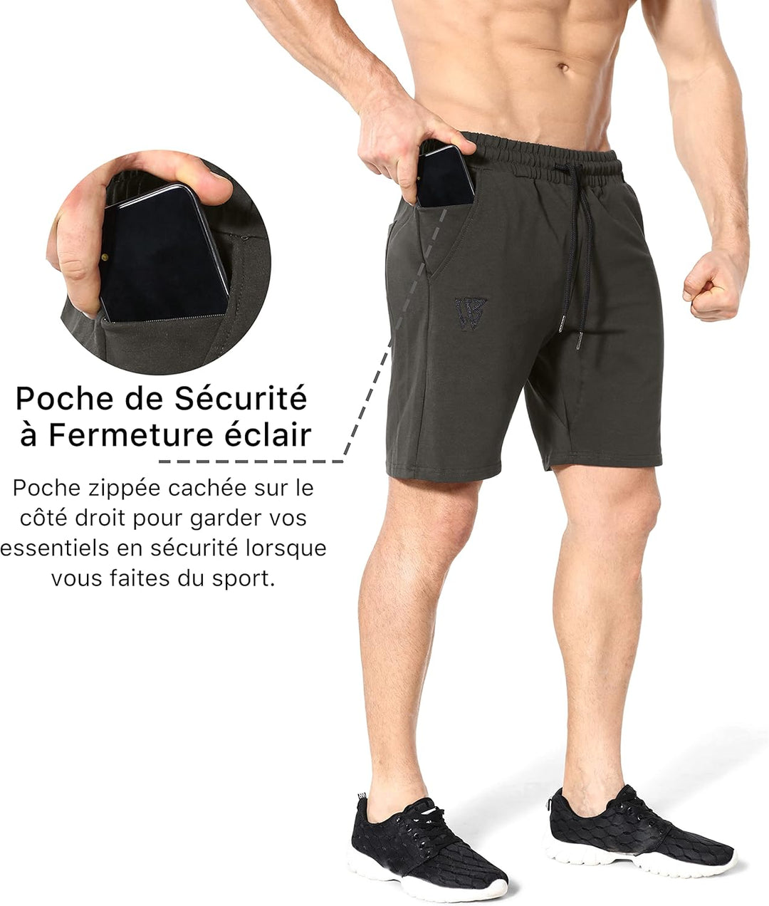 BROKIG Herren-Shorts, Sport, Baumwolle, Laufen, Krafttraining, Fitnessstudio, Fitness, elastischer B