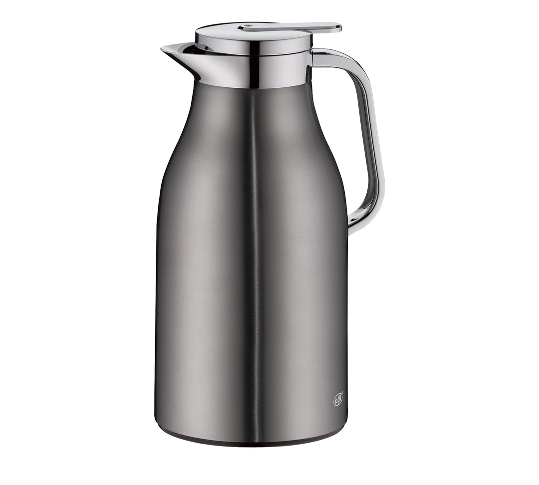 alfi SKYLINE 1,5l, cool grey, Edelstahl-Isolierkanne mit hygienischem Hartglaseinsatz, Drehverschlus