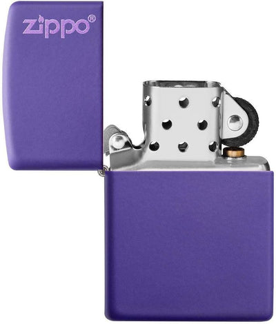 Zippo Mattes Taschenfeuerzeug Logo Lilafarbenes Zippo Logo, Logo Lilafarbenes Zippo Logo