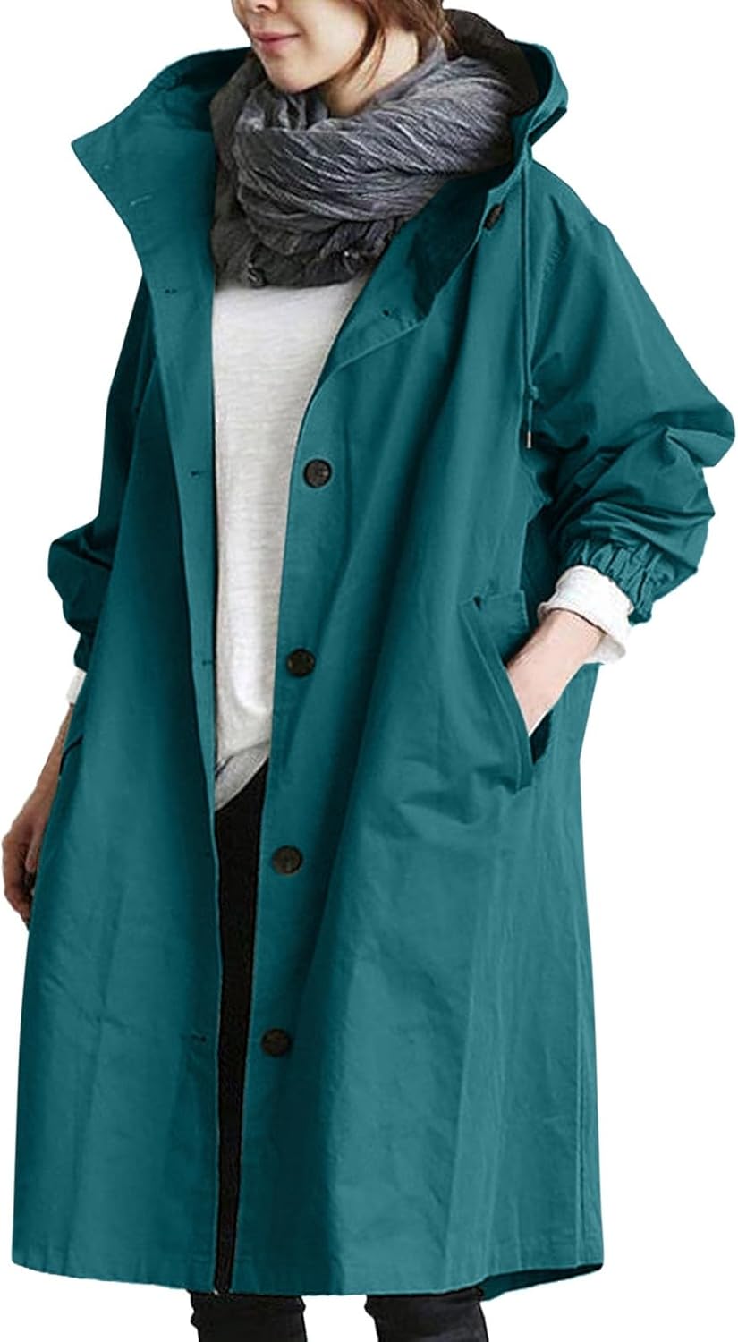 C'est TT Regenjacke Damen Atmungsaktiver Windbreaker Mit Kapuze Regenponcho Leicht Mehrzweck Windbre