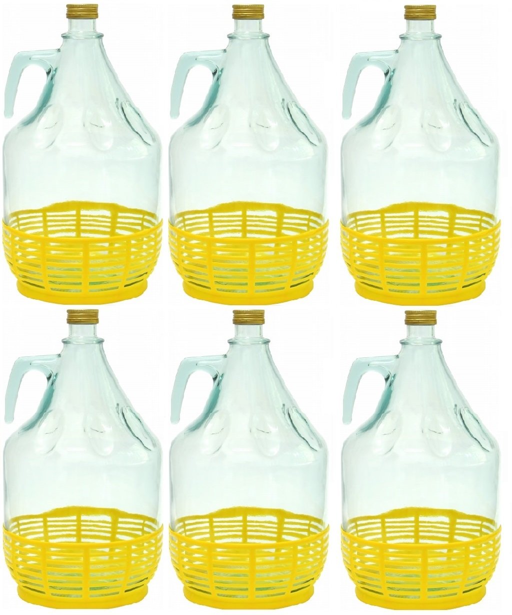 6er SET GLASBALLON GÄRBALLON FLASCHE GLASFLASCHE WEINBALLON GLAS BALLON 5L BDP5Z