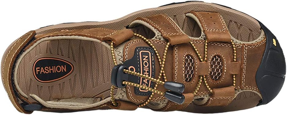 Sandalen Herren Leder Strand Wandersandale Trekkingsandalen Outdoorschuhe Sommer Freizeitschuhe Wand