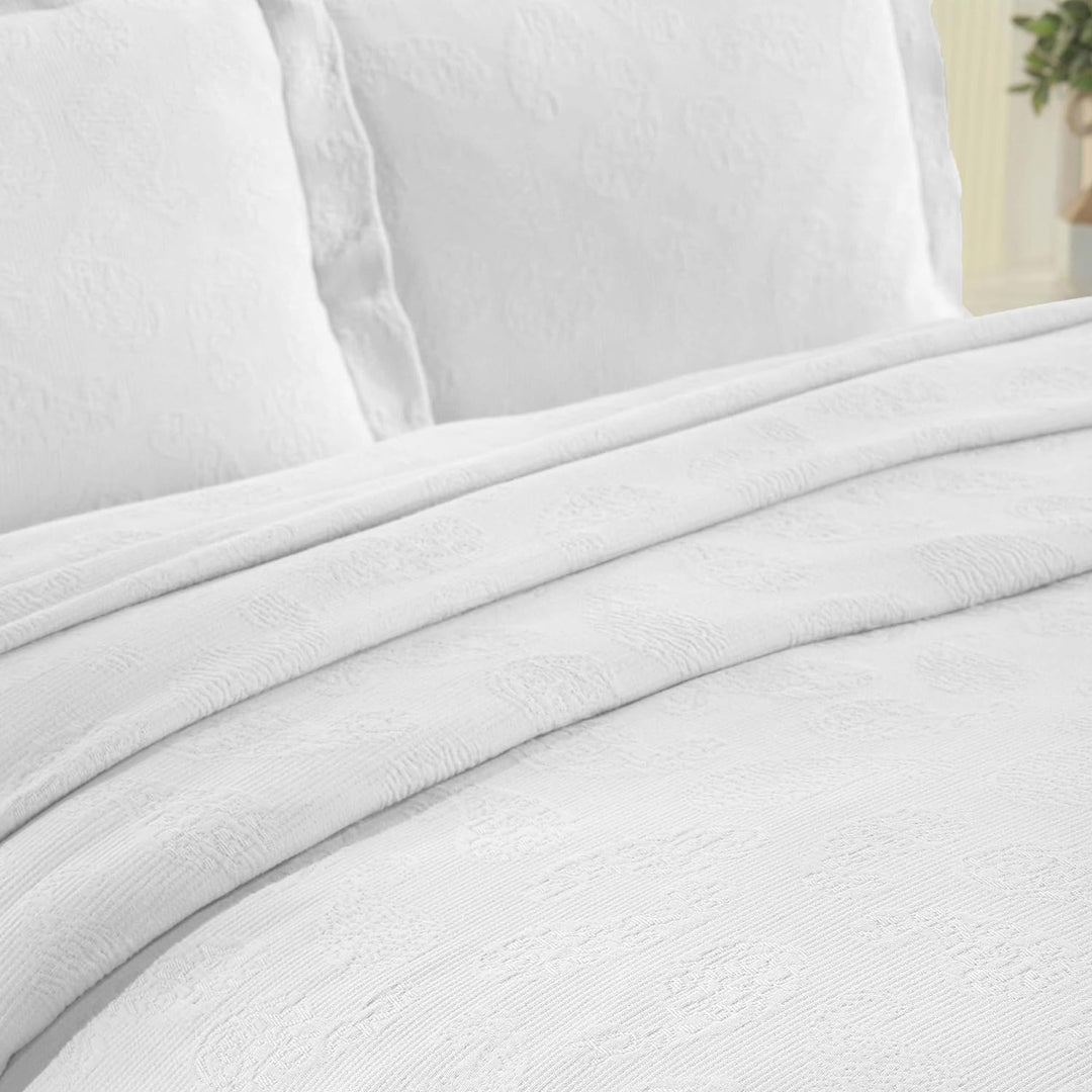 SUPERIOR Baumwoll-Matelasse-Tagesdecken-Set, Übergrösse, leichte Bettwäsche, 1 Steppdecke, 2 Kissenb