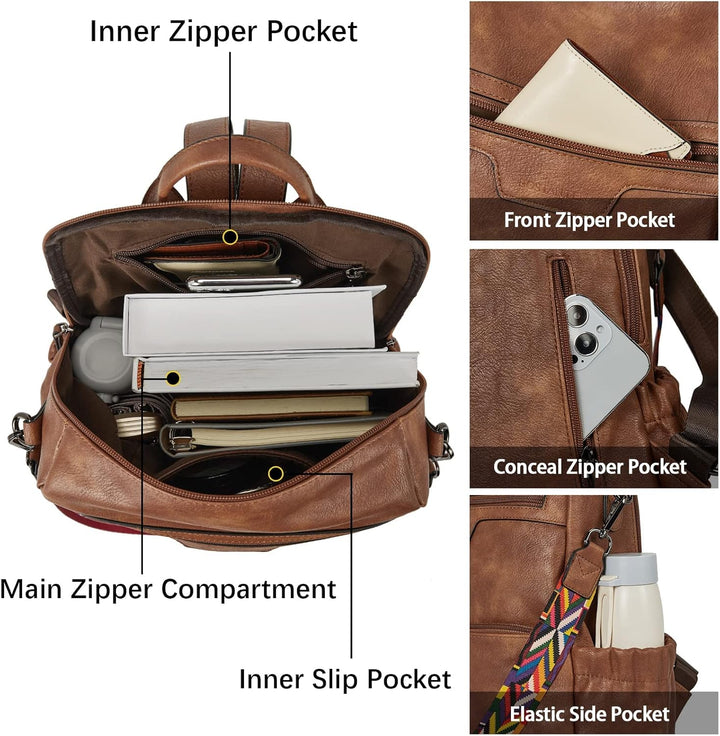 BOSTANTEN Leder Rucksack Damen Freizeitrucksack Reise Handtasche Rucksackhandtasche Tagesrucksack fü