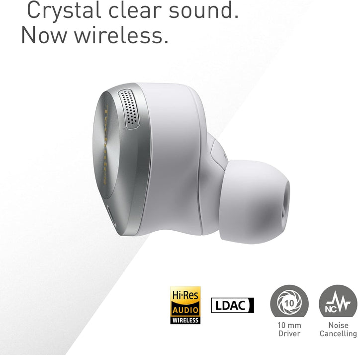 Technics EAH-AZ80E-S kabellose Ohrhörer mit Noise Cancelling, Multipoint Bluetooth 3 Geräte, bequeme