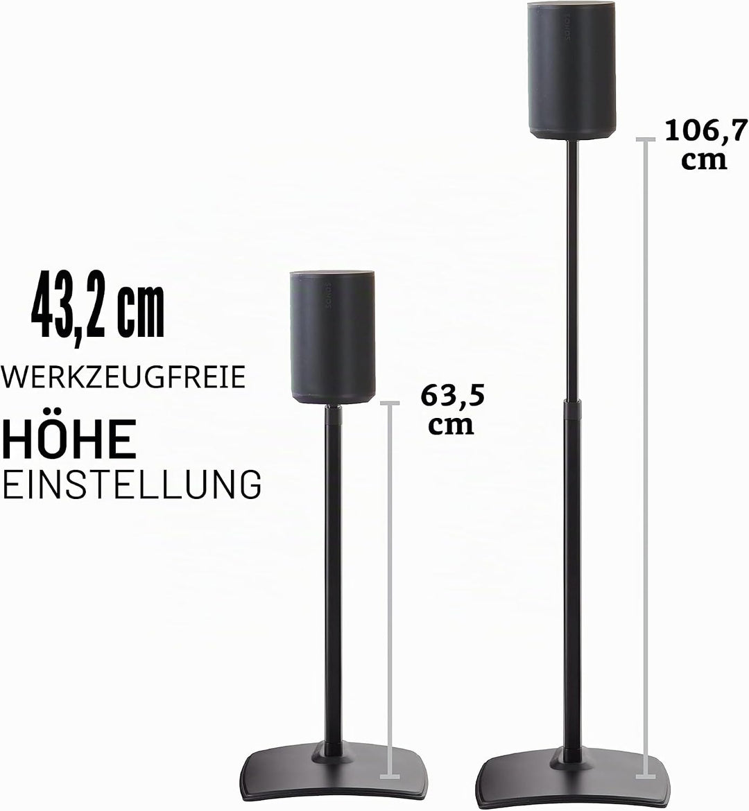 Sanus Höhenverstellbare Lautsprecherständer für Sonos Era 100™ (Paar) Schwarz, Schwarz