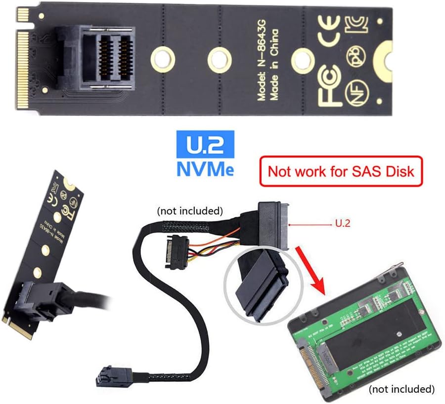 xiwai 22x80mm U.2 Kit SFF-8639 NVME PCIe4.0 SSD Adapter für Mainboard SSD 750 p3600 p3700 M.2 SFF-86