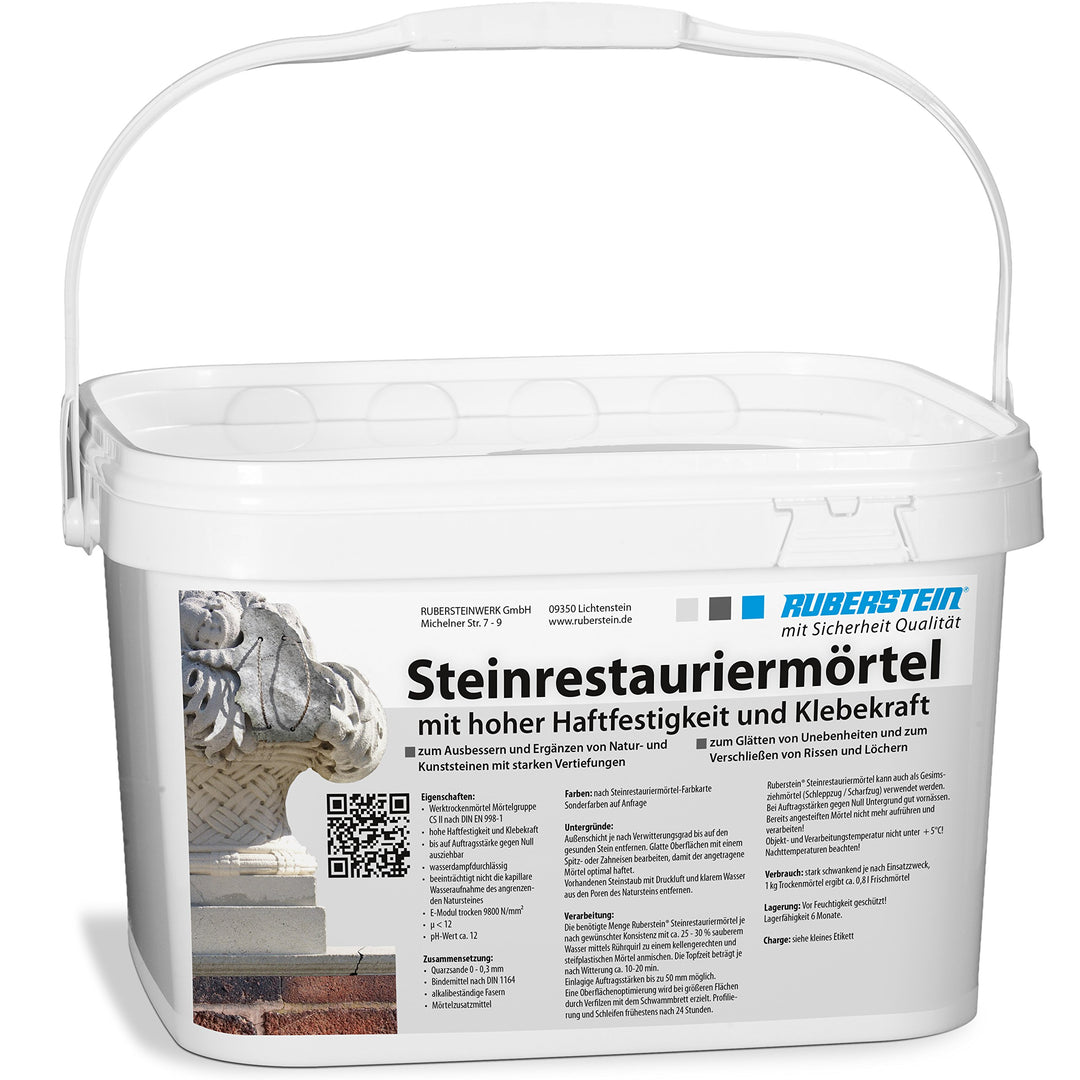 Ruberstein Steinrestauriermörtel für Natur- und Kunststein 10 kg im Eimer (dunkelbraun)