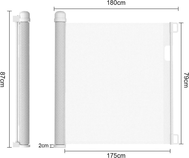 UISEBRT Türschutzgitter Roll Treppenschutzgitter Ausziehbar 0-180cm Absperrgitter Hund Türgitter für