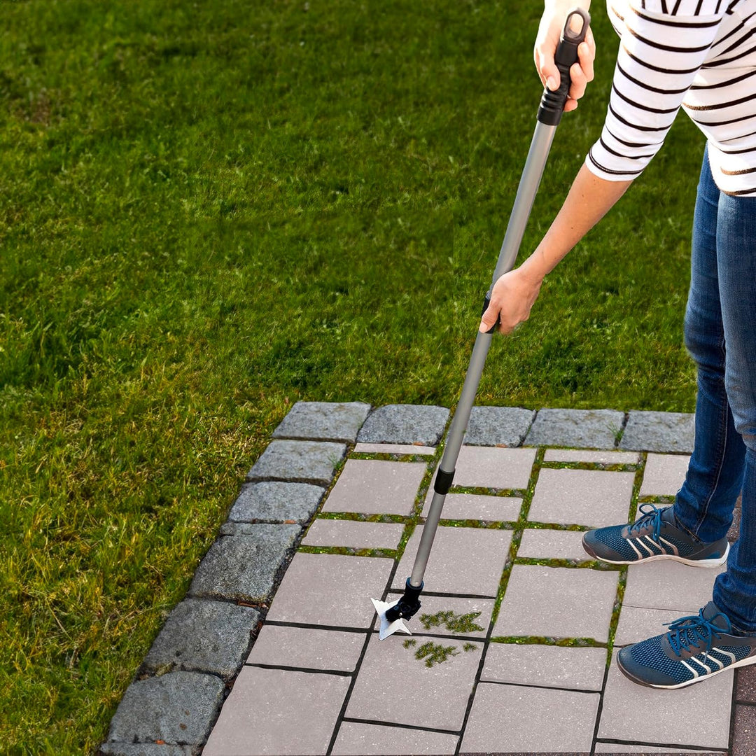 Maximex 4-Zack Fugenkratzer mit Teleskopstiel für Garten, Hof und Einfahrt Silber matt
