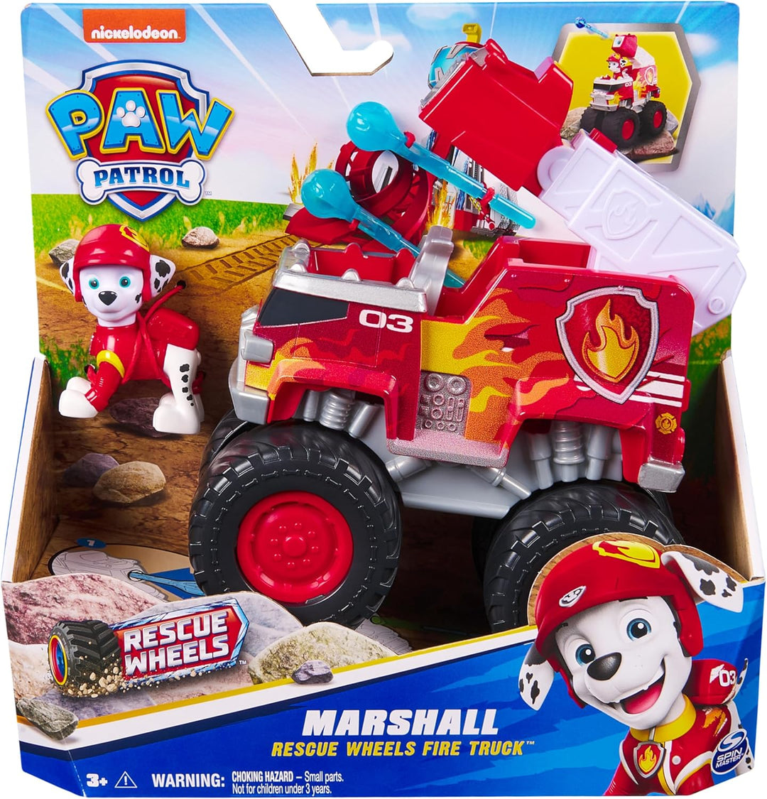 PAW PATROL Rescue Wheels - Marshalls Feuerwehr Monstertruck mit Geschoss-Abwurf und Marshall Hundefi