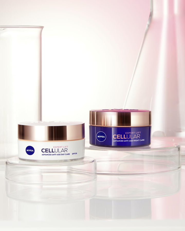 NIVEA 2er Pack Cellular Expert Lift Anti Faltcremes Set für Tag und Nacht SPF 30, 2x50ml